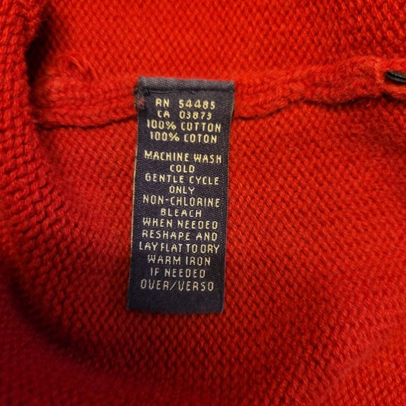 American EAGLE Cotton sweater quarter Zip Men's Red Large - Picture 5 of 8